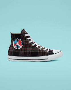 Converse Plaid Chuck Taylor All Star Férfi Magasszárú Fekete/Fehér/Barna | HLTOJCR-HU